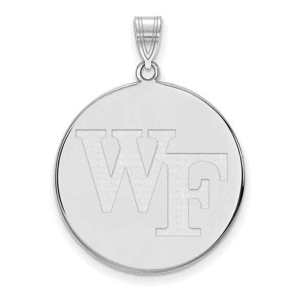 14k White Gold Wake Forest U. XL 'WF' Disc Pendant